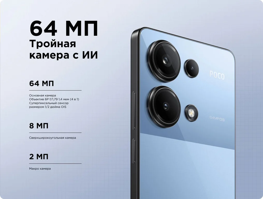 Смартфон Xiaomi Poco M6 Pro 8/256 Gb RU, Blue