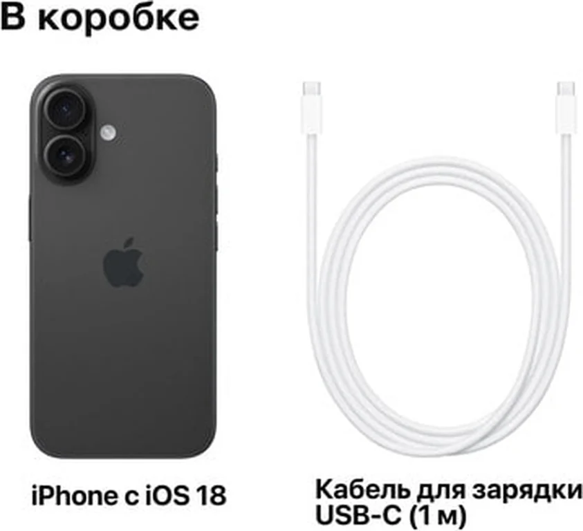 Смартфон Apple iPhone 16 128 ГБ, Dual: nano SIM + eSIM, черный