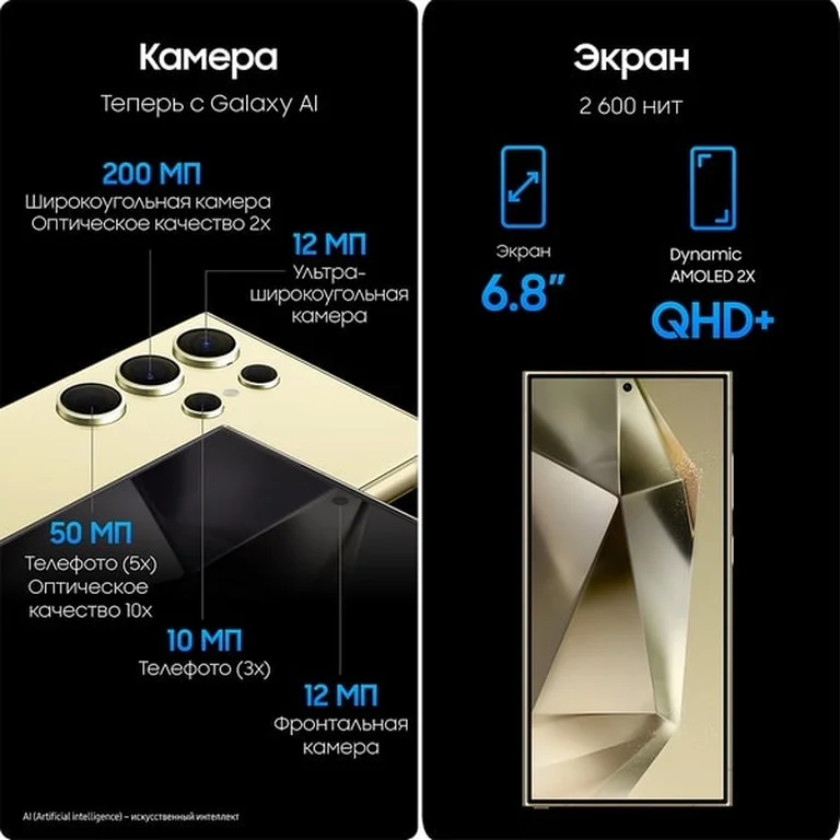 Смартфон Samsung Galaxy S24 Ultra 12/256 ГБ, желтый